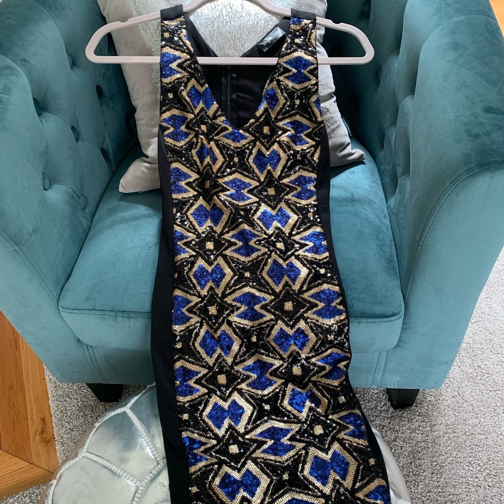 Little black and blue sequined dress
